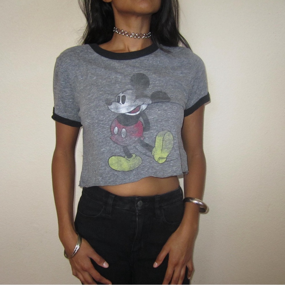 Disney Gray Mickey Mouse Crop Top
